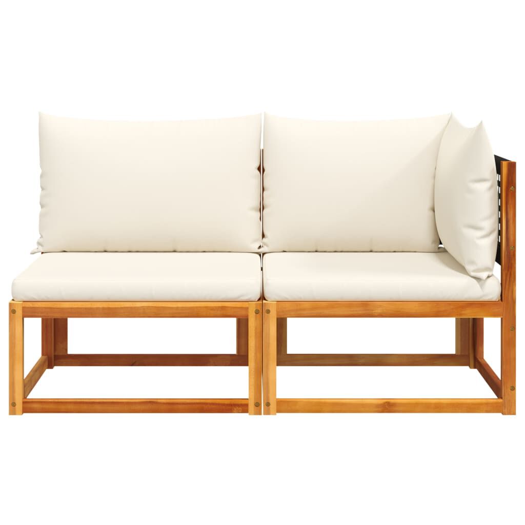 vidaXL ガーデンソファ クッション付き 2人掛け 木製 アカシア&ラタン