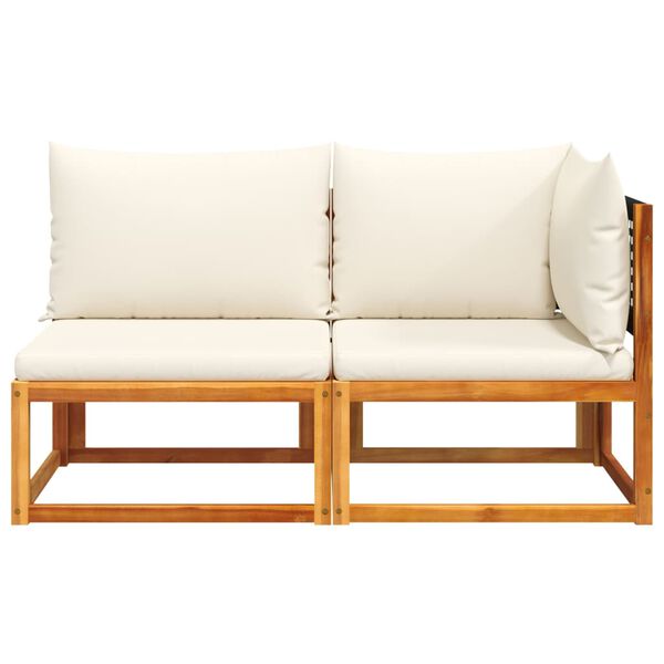 vidaXL ガーデンソファ クッション付き 2人掛け 木製 アカシア&ラタン