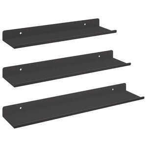 vidaXL フローティング棚 壁面取付型 3 pcs ブラック 40 x 9 x 2.5 cm スチール