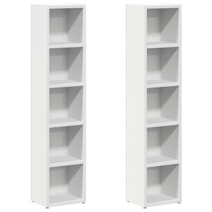 vidaXL CDキャビネット 2点 ホワイト 21x16x93.5cm エンジニアリングウッド
