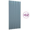 vidaXL ルーフパネル 12点 亜鉛メッキスチール グレー 80x36 cm