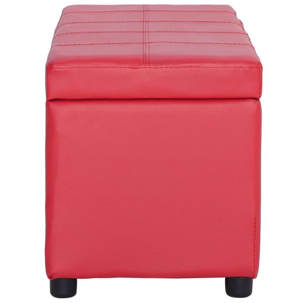 vidaXL ベンチ 収納スペース付き 116cm レッド 合成皮革製