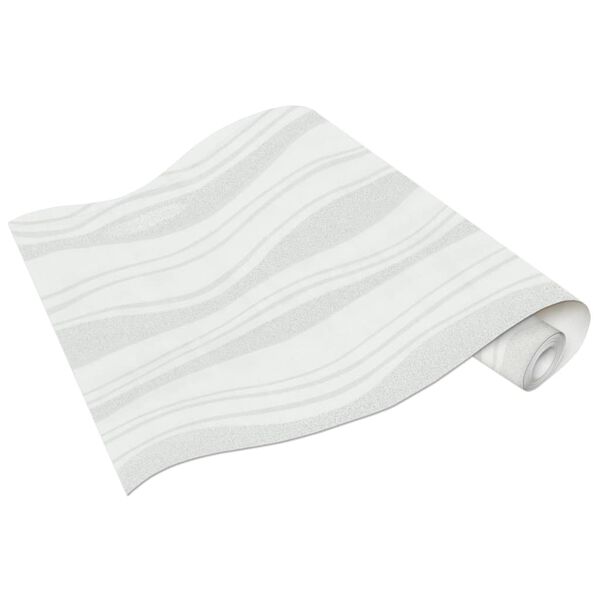 vidaXL 不織布壁紙 4ロール ホワイト 0.53x10m 波柄