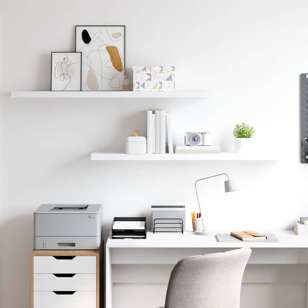 vidaXL フローティングウォールシェルフ 2点 ホワイト 120x23.5x3.8cm MDF
