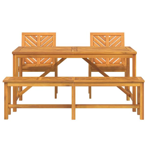 vidaXL ガーデンダイニングセット 4 pcs ブラウン ソリッドアカシアウッド