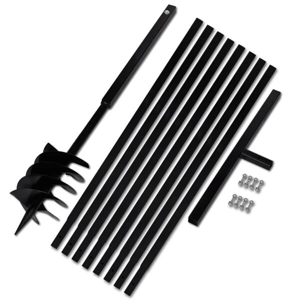 vidaXL グラウンドドリル ハンドル付き 180mm 延長チューブ 9m スチール