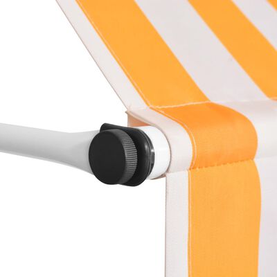 vidaXL 手動引き込み式オーニング 150cm オレンジ＆ホワイト ストライプ柄