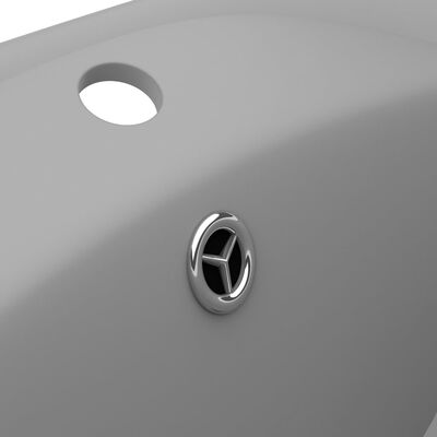 vidaXL 洗面器 楕円 オーバーフロー付き マットライトグレー 58.5x39cm セラミック製