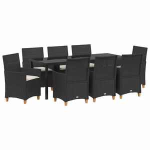 vidaXL ガーデンダイニングセット 9 pcs ブラック ポリラタン