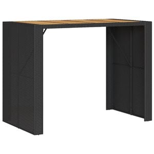 vidaXL ガーデンバーテーブル アカシア製天板 145x80x110 cm ポリラタン製 ブラック