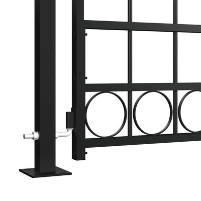 vidaXL アーチ型トップフェンス門扉 105x204 cm ２本の支柱付き 黒
