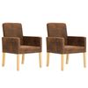 vidaXL ダイニングチェア 2点セット ブラウン スエード調 合成皮革製