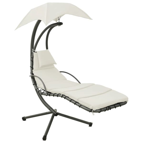 vidaXL ガーデンスイングチェア クリーム＆グレー 190x90x200 cm 布製