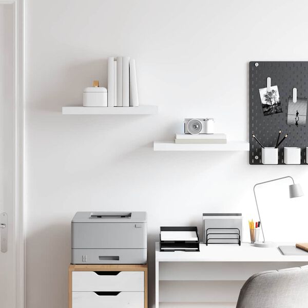 vidaXL フローティングウォールシェルフ 2点 ホワイト 50x23x3.8cm MDF