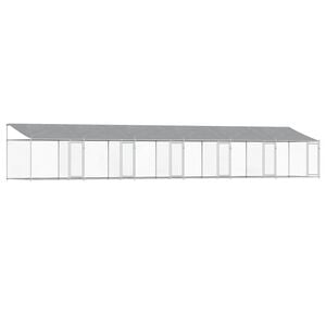 vidaXL 犬用ケージ ルーフ&ドア付き グレー 12x2x2 m 亜鉛メッキ鋼