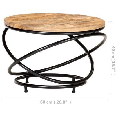 vidaXL コーヒーテーブル ブラック 60x60x40cm マンゴー無垢材 (粗目)