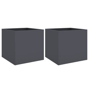 vidaXL プランター 2点 アントラシート 49x47x46cm スチール
