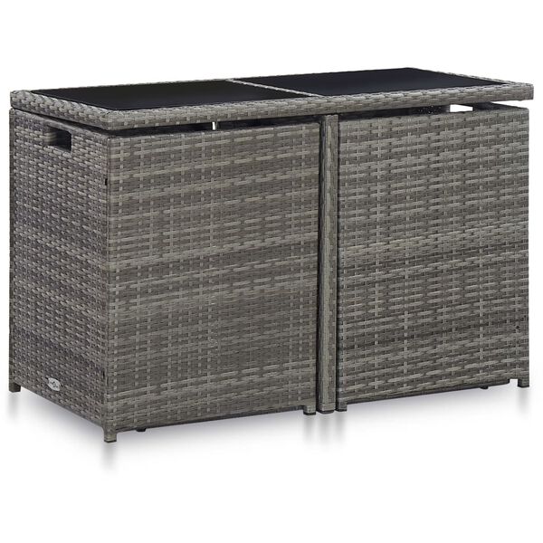 vidaXL ビストロ3点セット クッション付き ポリラタン製 グレー