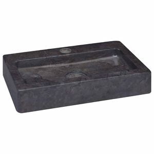 vidaXL 壁付け式シンク ブラック 38x24x6.5 cm 大理石
