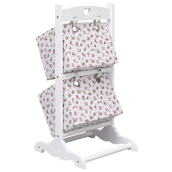 vidaXL 2段型 バスケットラック 花柄 35x35x72cm 木製