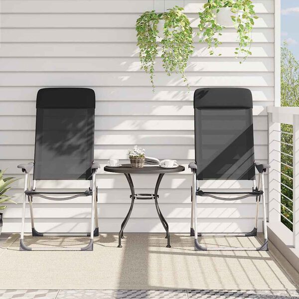 vidaXL 折りたたみキャンプチェア 2点 ブラック アルミ製