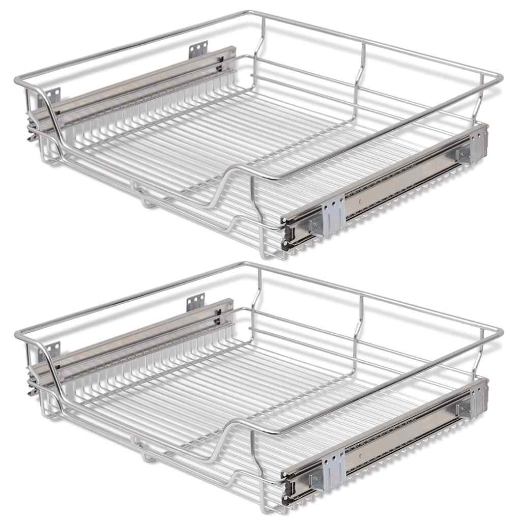 vidaXL 引き出し式 ワイヤーバスケット 2点 シルバー 600 mm | vidaXL.jp
