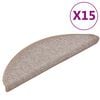 vidaXL 階段マット 15枚入り 56x17x3 cm ライトブラウン 半円形