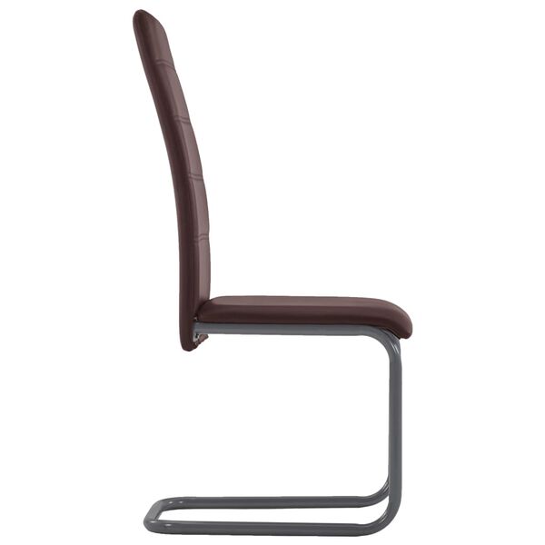 vidaXL カンチレバーダイニングチェア 2点 ブラウン 合成皮革製