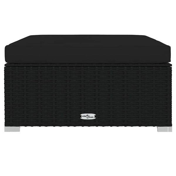 vidaXL ガーデンフットレスト クッション付き ブラック 70x70x30 cm ポリラタン製