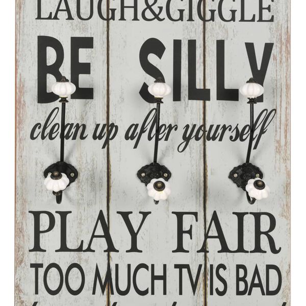 vidaXL 壁掛けコートラック フック6点付き 120x40cm「THANK YOU」