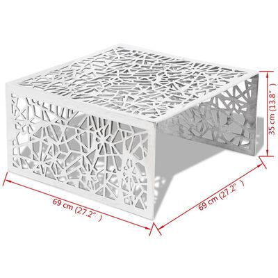 vidaXL コーヒーテーブル 幾何学形状 透かし彫りデザイン アルミ製 シルバー
