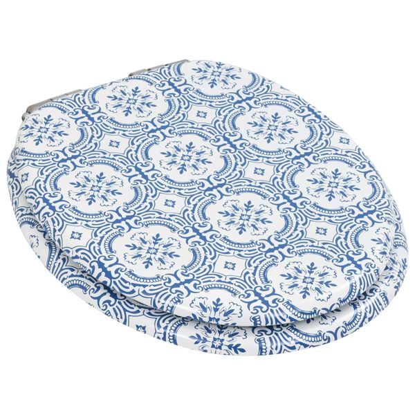 vidaXL トイレ便座 ソフトクローズ式ふた シンプル設計 MDF製 磁器デザイン