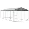 vidaXL 屋外犬小屋 屋根付き シルバー 3x9x2.5 m 亜鉛メッキ鋼製