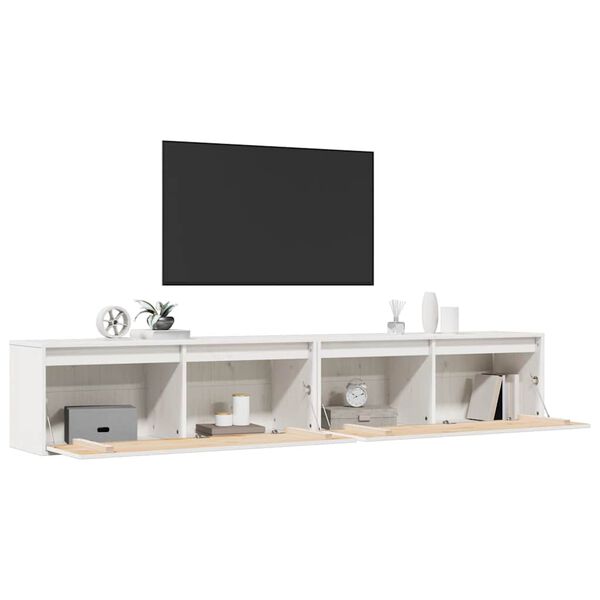 vidaXL ウォールキャビネット 2点 ホワイト 100x30x35 cm パイン無垢材