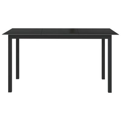 vidaXL ガーデンテーブル ブラック 150x90x74cm アルミ＆ガラス製