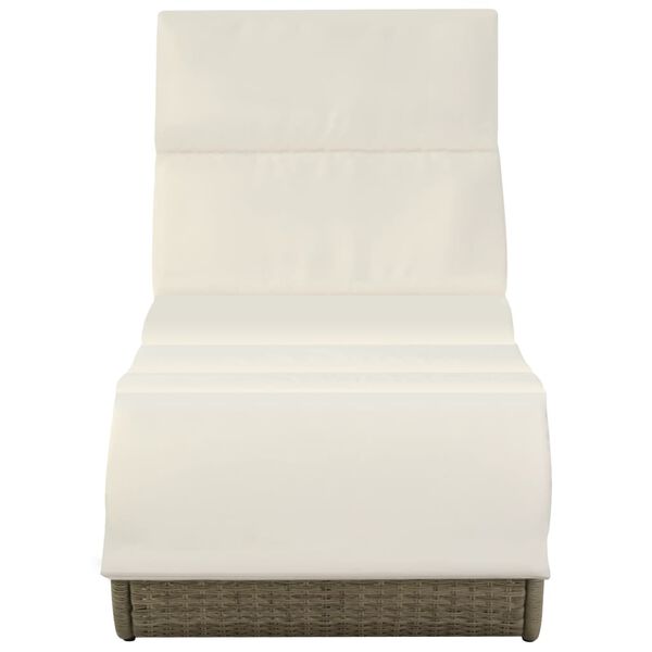 vidaXL サンラウンジャー クッション付き ポリラタン製 グレー