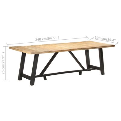 vidaXL ダイニングテーブル 240x100x76cm マンゴー無垢材 (粗目)