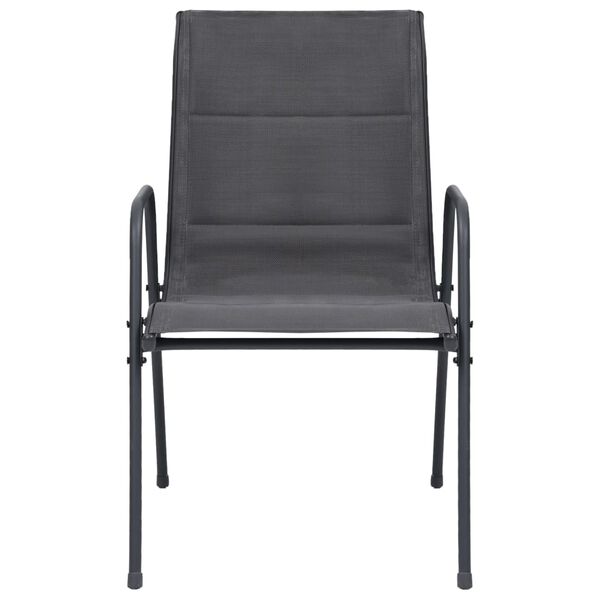 vidaXL 積み重ね可能 ガーデンチェア 2点 スチール＆合成繊維 アントラシート