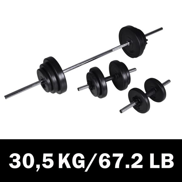 vidaXL バーベル + 2 ダンベルセット 30.5kg