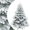 vidaXL 人工のヒンジ付きクリスマスツリー 雪のフロック スタンド付き ホワイト 120 cm PVC、PE、スチール