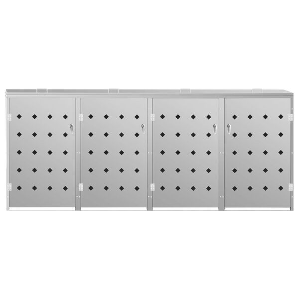 vidaXL 車輪付きゴミ箱 4点収納 240 L ステンレススチール