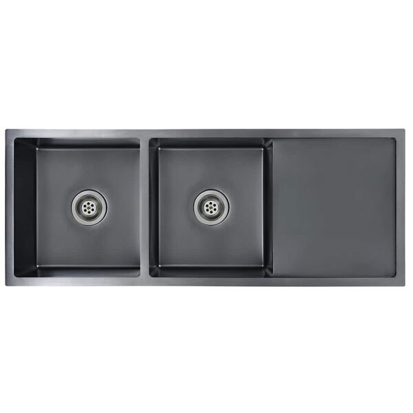 vidaXL 手作り キッチンシンク ステンレススチール製 ブラック