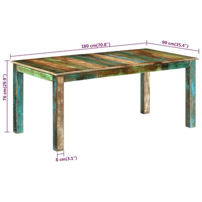 vidaXL ダイニングテーブル 180x90x76 cm 無垢の再生材