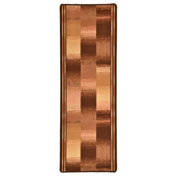 vidaXL カーペットランナー ブロック柄 滑り止めジェル付き ベージュ 67x120cm