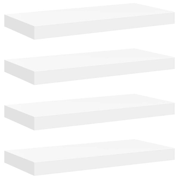 vidaXL フローティングウォールシェルフ 4点 ホワイト 50x23x3.8cm MDF