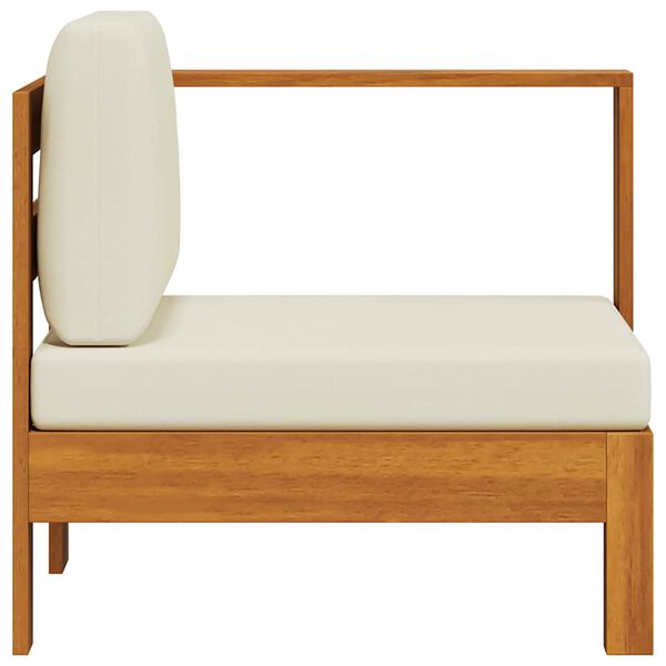 vidaXL ミドルソファ アームレスト1点付き クリームホワイト アカシア無垢材