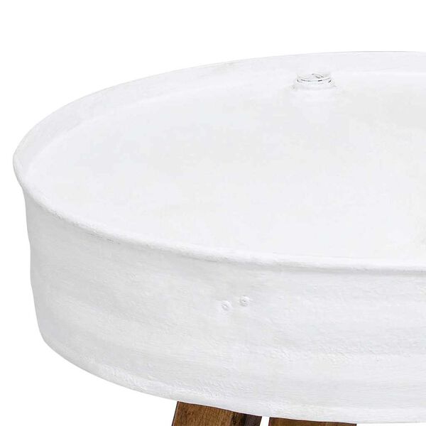 vidaXL コーヒーテーブル 無垢の再生木材 60x45cm ホワイト