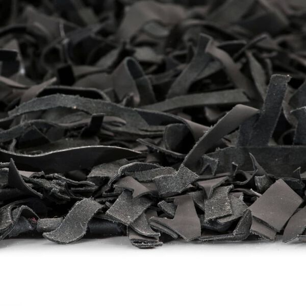 vidaXL シャギーラグ 本革 80x160cm グレー