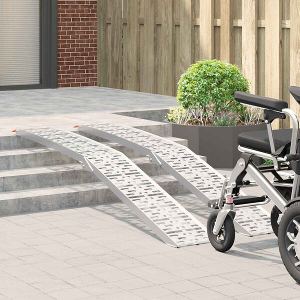 vidaXL 荷物用スロープ 2 pcs シルバー 222 x 29 x 14 cm アルミ