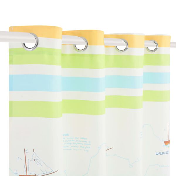 vidaXL 子供部屋 柄付き 遮光カーテン 2点 140x240cm 世界旅行